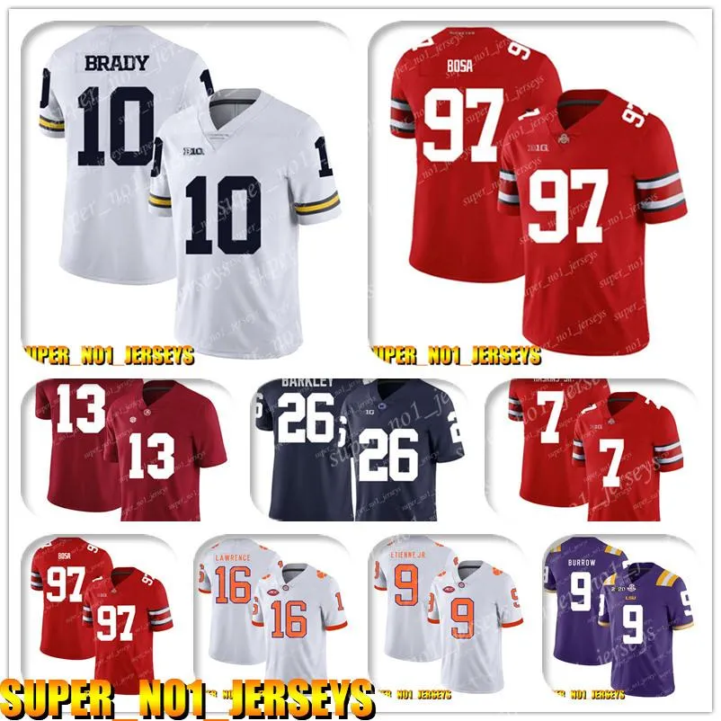 5-24 NCAA 10 Tom Brady Nick Bosa Ohio State Buckeyes College Football Jersey Derrick Henry Marcus Mariota Kevin Byard Adoree Jackson