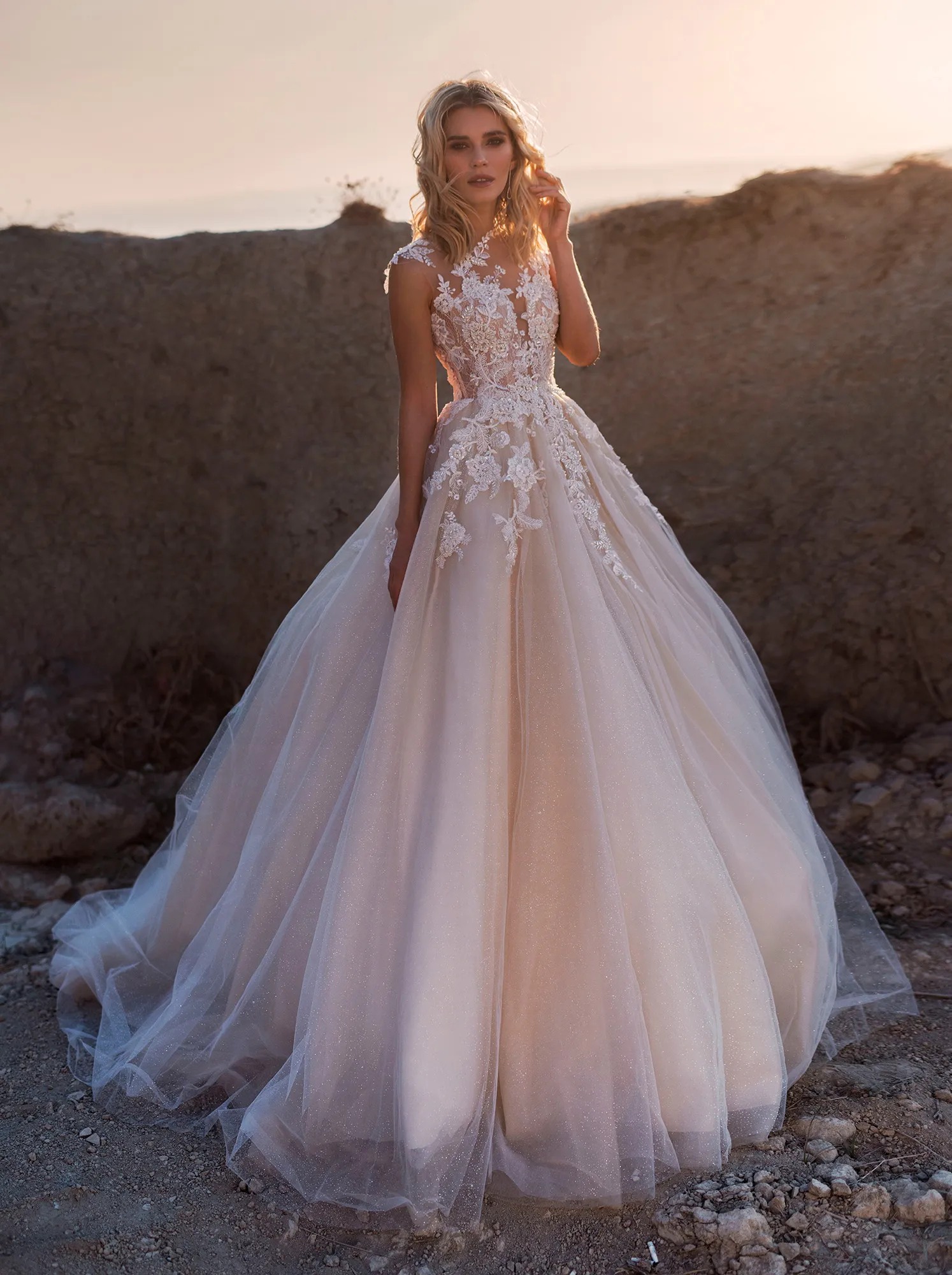 slim fit dress slacks BABARONI Long Sleeves Ivory Lace Deep Nude Lining Boho Dresses-As Picture, As Picture / US0