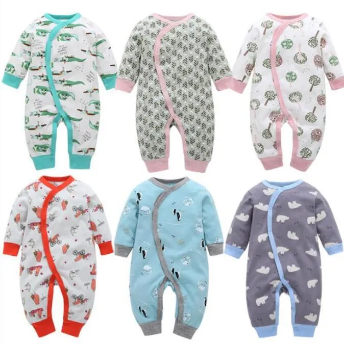 Baby Strampler Jungen Cartoon Print Overalls Mädchen Langarm Baumwolle Body Neugeborenen Thermal Playsuit Kinder Designer Clim Kleidung Pyjamas C6676