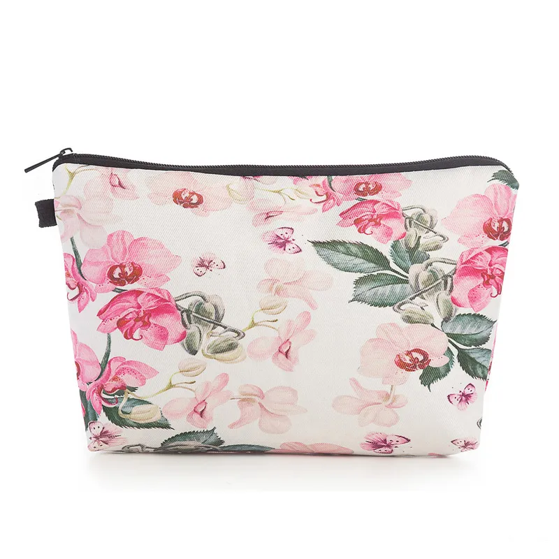 Bolso de mano con estampado digital de flores y plantas para almacenamiento, impermeable, para viajes, portátil, para cosméticos, monedero