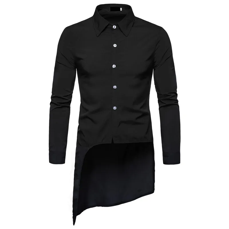 Camisas de vestir para hombres Manga larga Sólido Hombres Diseño de cola de golondrina Camisa para hombre Modi Camisas Blusa Masculina Classic Roupas300H