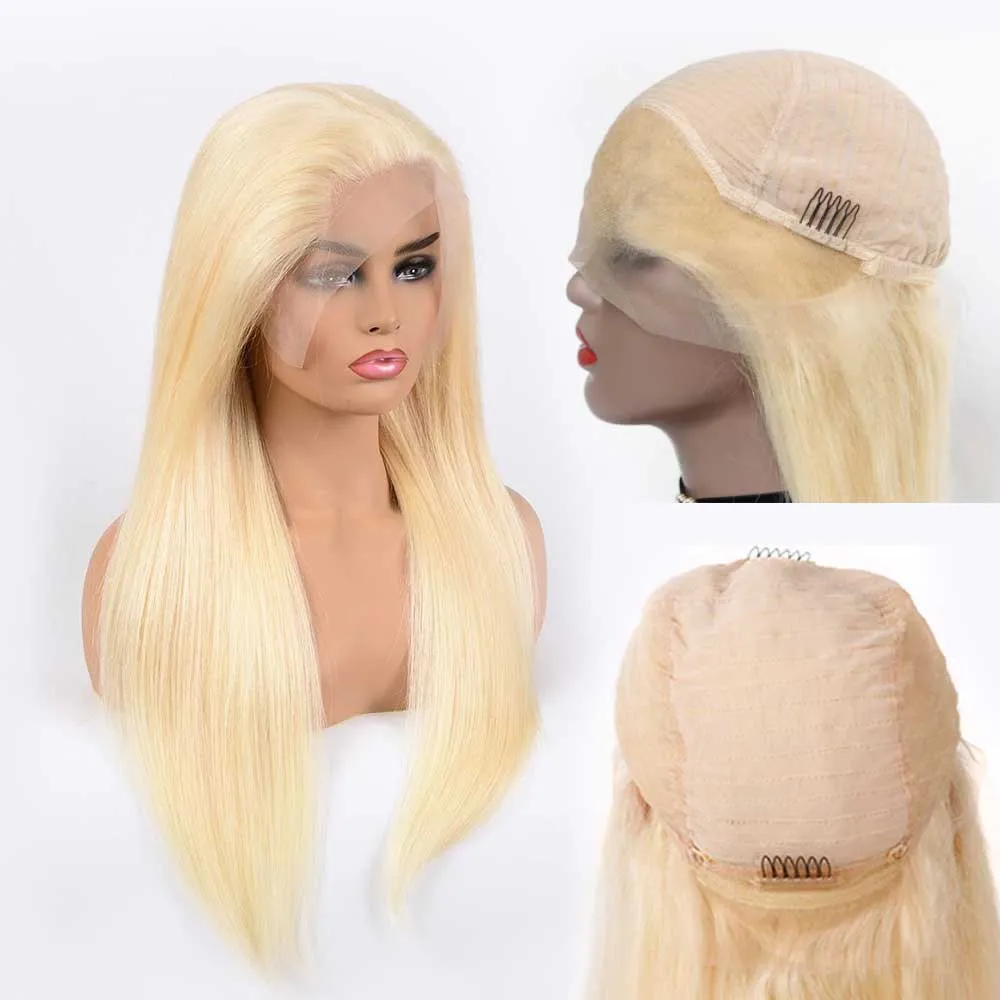 Brazilian Body Wave Helspets Peruker 613 Blont människohår Glueless Spets Front Peruker För Kvinnor Raka Förplockade Frontal Spets Peruker Hår Rea