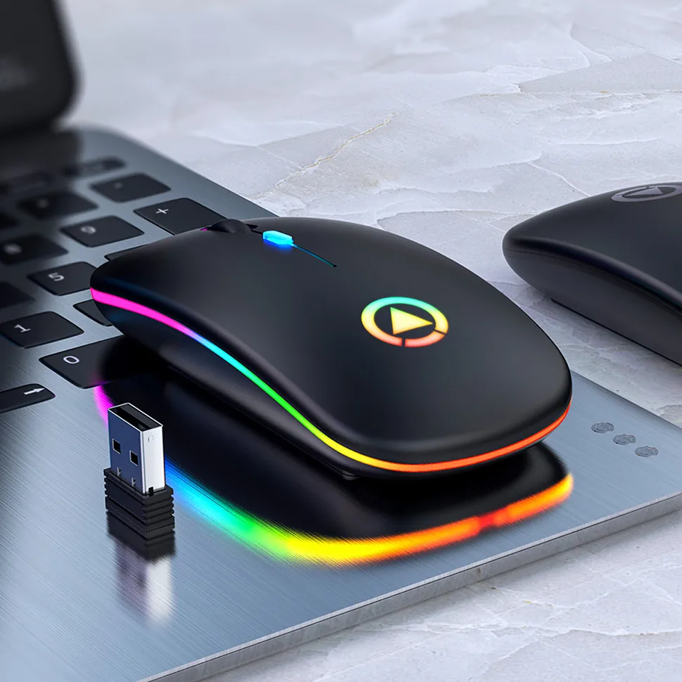 Mouse ricaricabile Mouse retroilluminato a LED silenzioso senza fili Mouse da gioco ergonomico ottico USB Mouse per computer PC per PC portatile