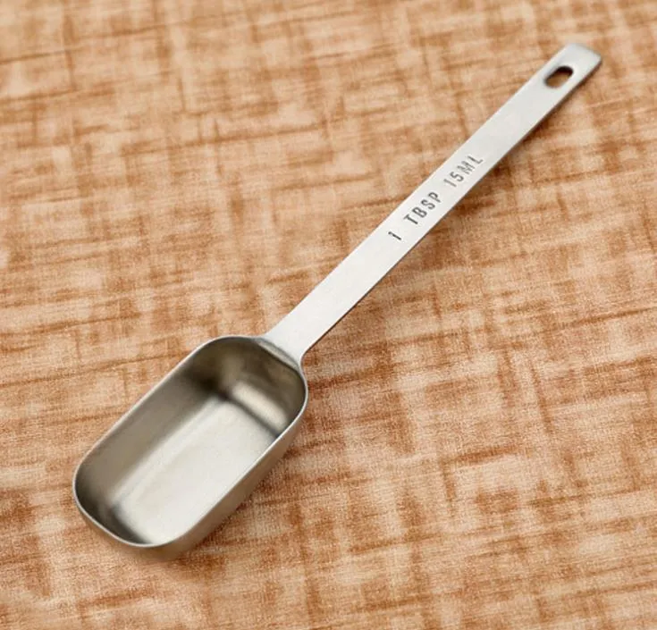 Cucchiai dosatori in acciaio inossidabile da 15 ml con scala in polvere di chicchi di caffè che misura l'utensile da cucina con cucchiaio a manico lungo SN272