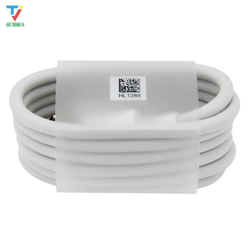 100 stks / partij 1M Typec Super Charging Data Cable White Round Type-C USBC Data Charger-kabel voor Samsung Sony Xiaomi