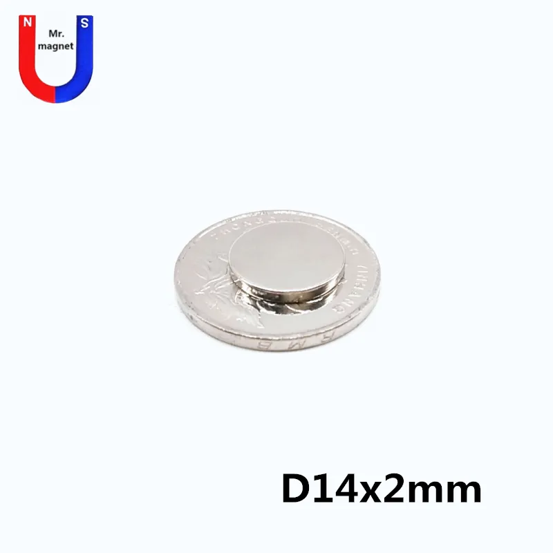 50PCS 14x2 14 * 2 mm Magneter N35 permanent bulk liten runda NDFEB Neodymium Disc Dia. 14mm super kraftfull stark sällsynt jordartsmagnet
