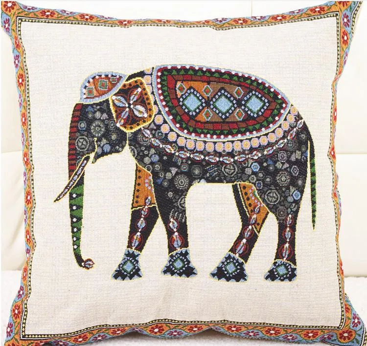 1x taie d'oreiller en lin vintage coussin de canapé maison D fabricant personnalisé sensation d'éléphant coloré sans noyau peut être mélangé lot 42x42cm