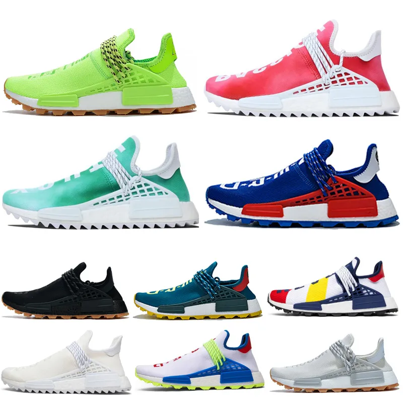 Human Race Pharrell Williams Human Race baratas para hombres, mujeres, nerd gris de BBC Creme Know Soul in Volt Hombres Pharrell Williams Calzado deportivo