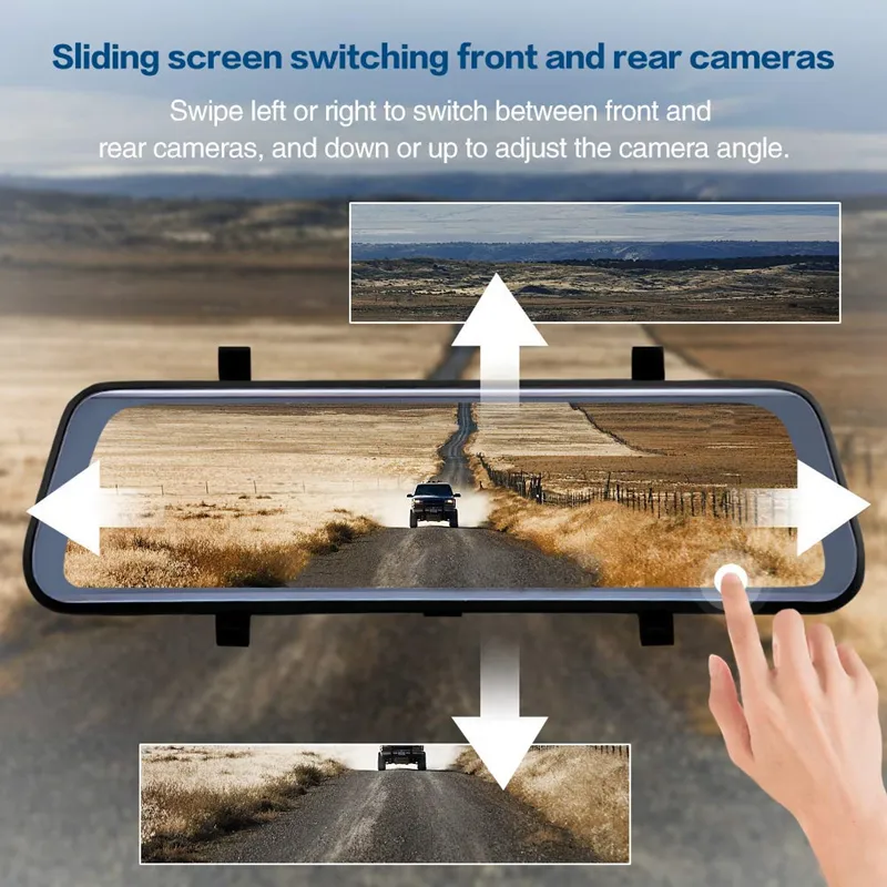 10 IPS touchscreen auto DVR stream media camera achteruitkijkspiegel voorkant 170 ° achterkant 140 ° brede kijkhoek 1080P heldere nacht visi283v