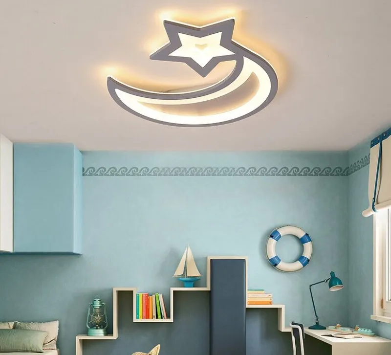 表面実装グレーカラームーンとスターモダンなLEDの天井灯のための子供の部屋子供の部屋の寝室の寝室ホームデコの天井灯雑音