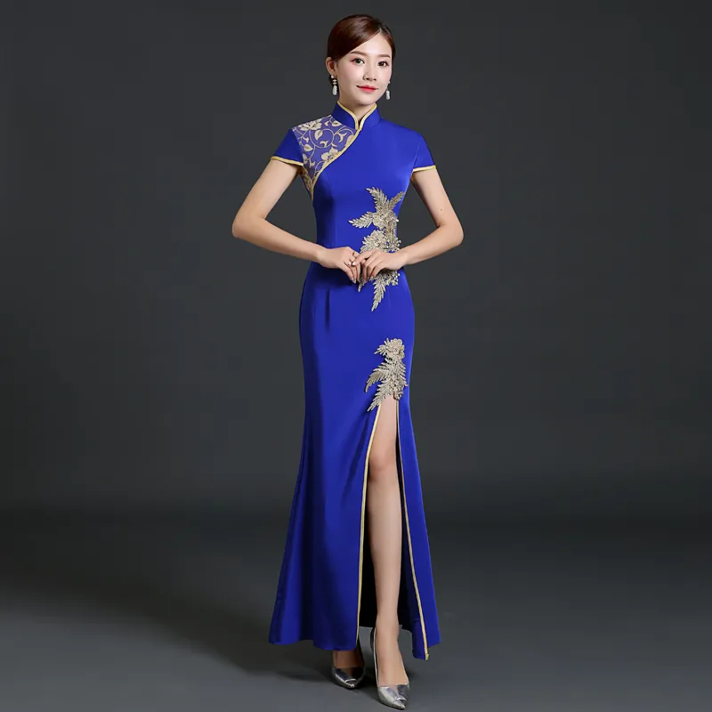 Neues chinesisches traditionelles Kleid orientalisches Qipao Kurzarm-Partykleid im nationalen Stil für Frauen Chinesisches modernes Cheongsam-Kleid