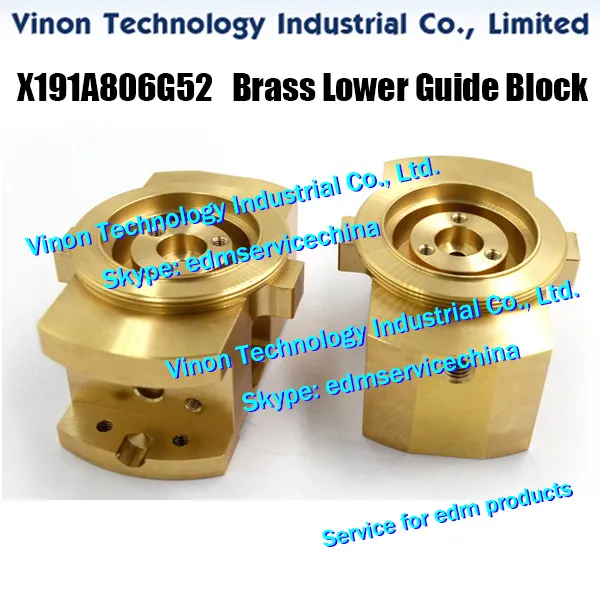 MV Power Feed Holder (mässing) 68.5 * 51 * 35.2TMM X191A806G52 för Mitsubishi DWC-MV1200, MV2400-maskin. Lower Brass Dies Guide Block