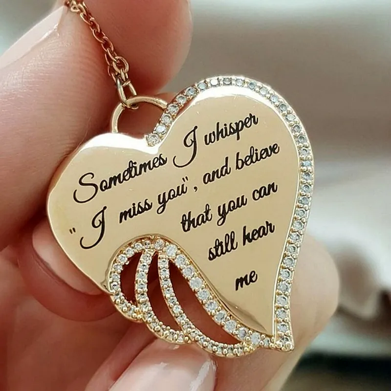 9pcs Sometimes I Whisper I Miss You, and Believe That You Can Still Hear Me Elegant Sanctity Angel Wing Necklace T-67