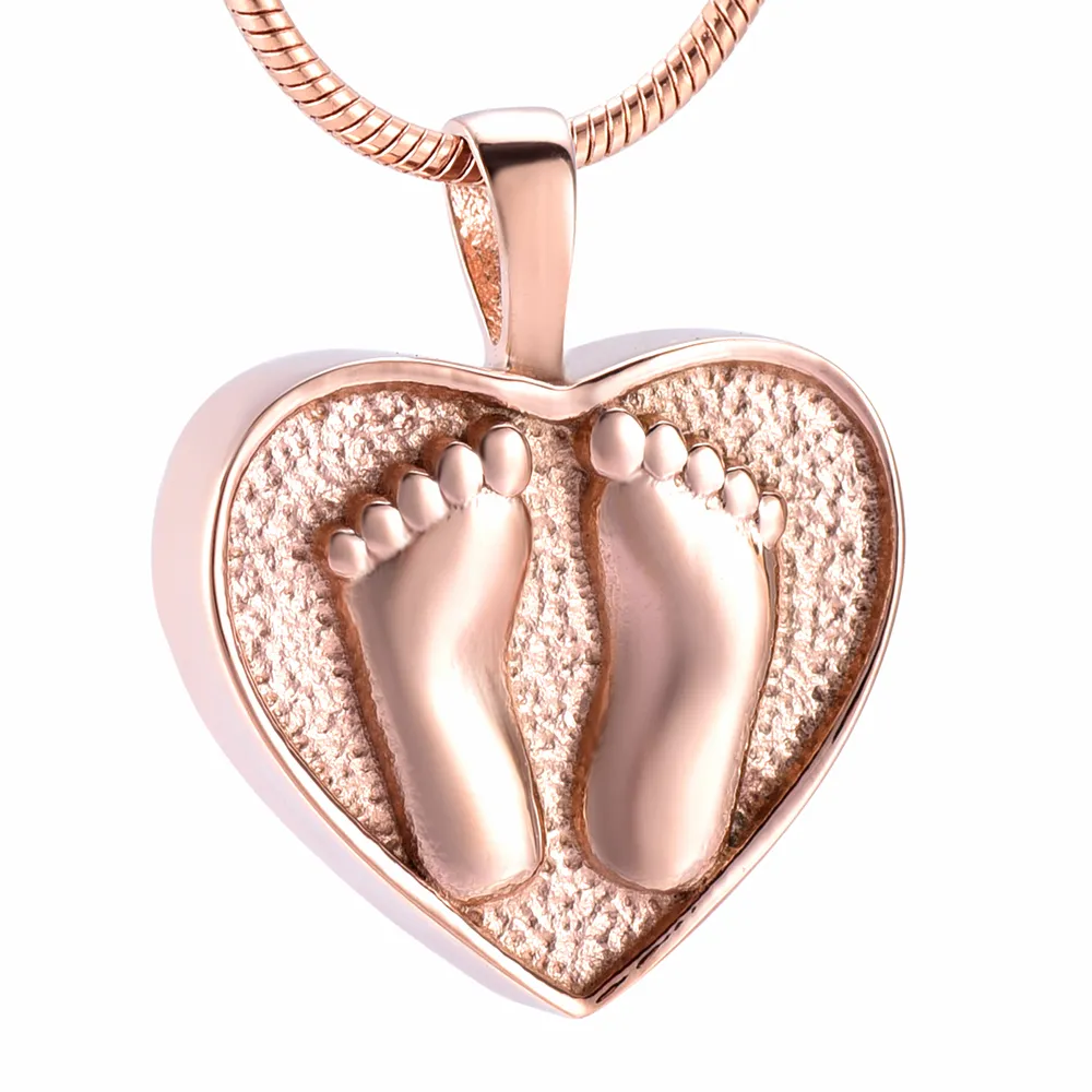 IJD10002 Alltid i mitt hjärta Baby Feet Cremation Hänge för Ashes Urn Keepsake Halsband Minnesmästare För Present Hängsmycke Smycken