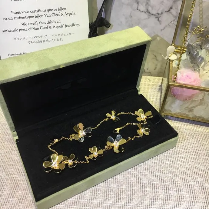 Vintage frivole koper met 18k goud vergulde klassieke ontwerper drie bladklaver 's bloemen charm hang ketting voor vrouwen jood9520819