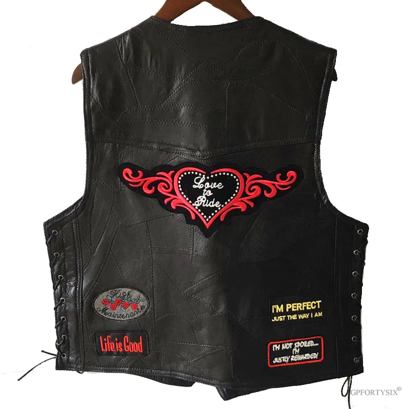 5 Patchs Brodés Personnalisables Pour Gilet Motard - Rouge Sur Noir, écussons Nom Et Logo