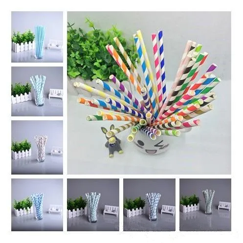 200 Designs Paille de papier biodégradable environnement coloré paille à boire mariage enfants fête d'anniversaire décoration fournitures dispette