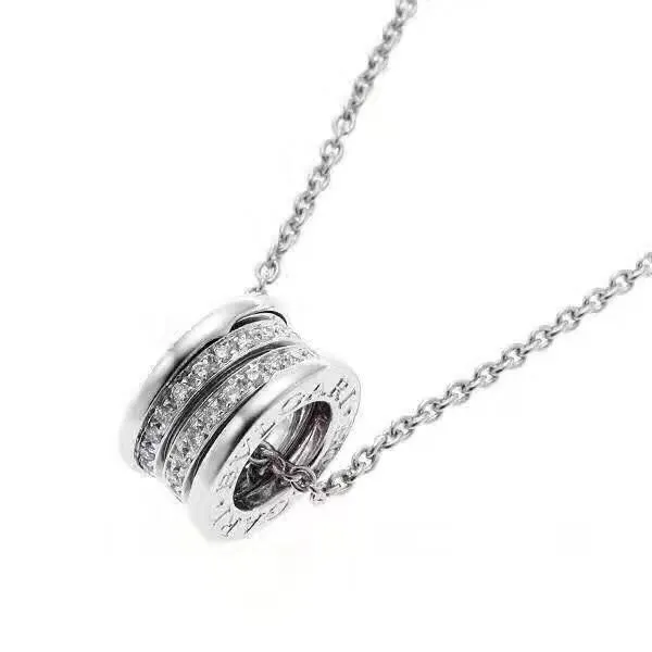 Vente en gros-B.zero1 S925 Sterling Sterling Crystal Collier de pendentif cylindre rond à trois couches pour femmes bijoux