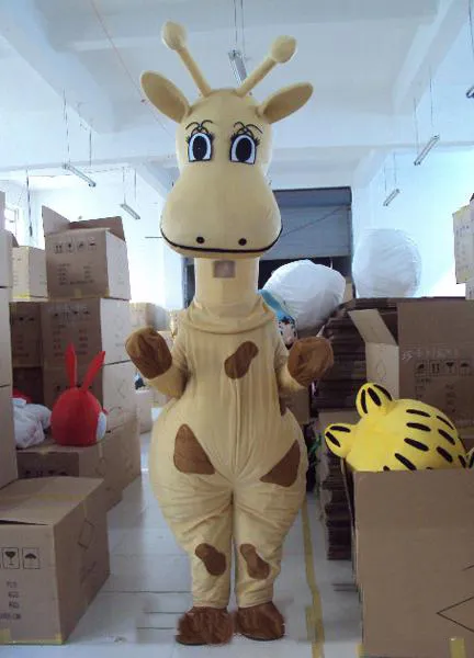 2019 hot koop gele giraffe mascotte kostuum cartoon karakter kostuum gratis verzending