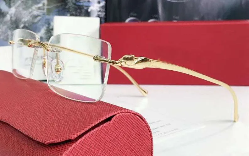 Square Gold Rimless Eyeglasses glasses frame for Men Fashion men Optical Eye Glasses Eyewear New with Box