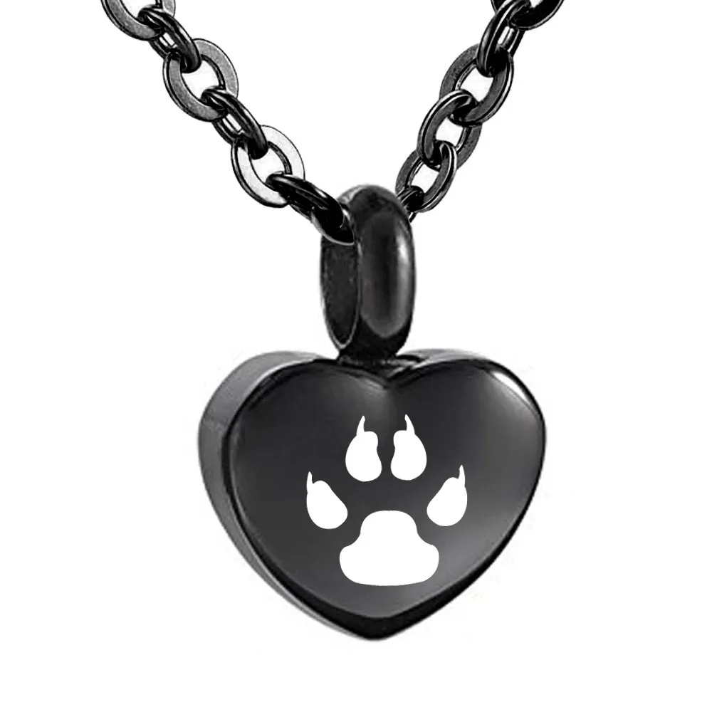 316LStainless Steel Small Heart URN Ожерелье Кремация Урн Кулон Pet Cat Paw Мемориал Мемориал Meadsake Ювелирные Изделия