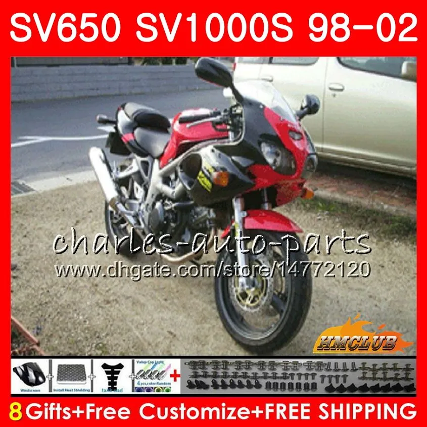 Kropp för SUZUKI SV650S SV400S SV1000S 98 99 00 01 02 26HC.22 Röd svart Hot SV 650s 400S 1000S SV650 SV400 S 1998 1999 2000 2001 2002 Fairing