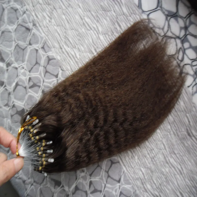 unprocessed peruvian virgin hair kinky straight micro loop hair extensions 100g/pc italian corase yaki micro loop ring virgin hair