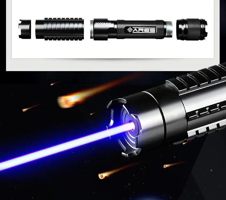 HEISS! Leistungsstärkste militärische 500000 m 450 nm hohe Leistung blaue Laserpointer-Taschenlampe Wicked LAZER T Jagd