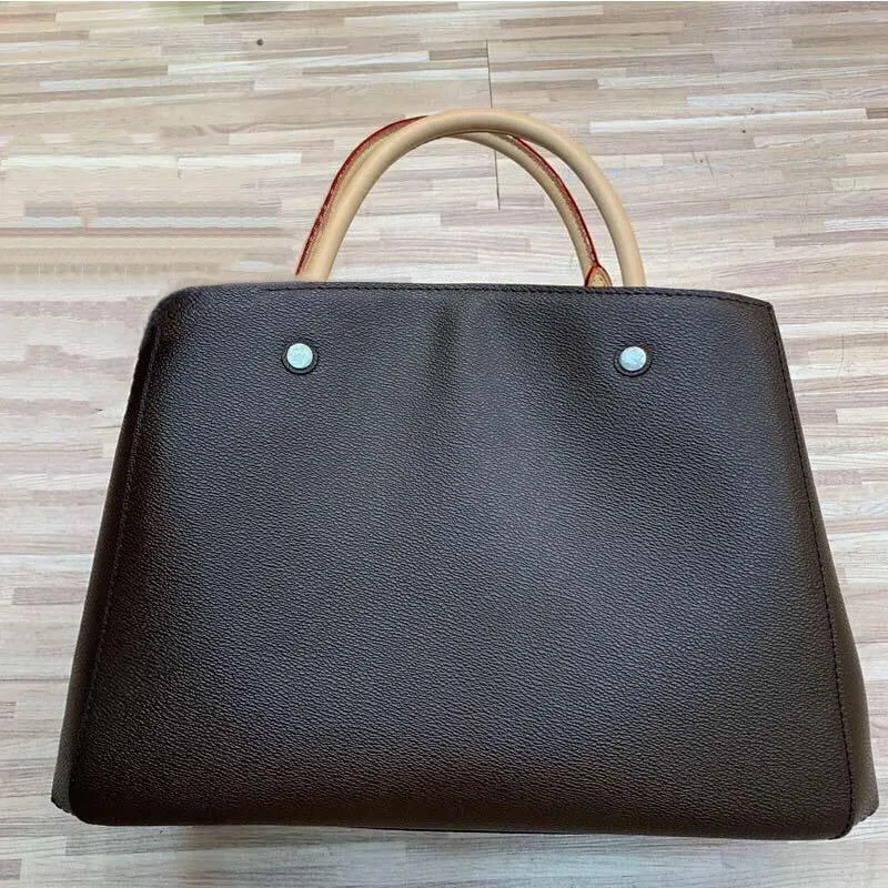 Mulheres Bolsa de ombro de couro bolsas bolsa Flor Brown Imprimir Bolsas Crossbody grande cliente Bolsa de Negócios Laptop