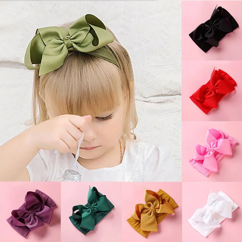 2020 Nya nyfödda barnflickor huvudbandshuvud Wrap Bow Knuted Turban Headband Elastic Hairbands för flickor Hårtillbehör