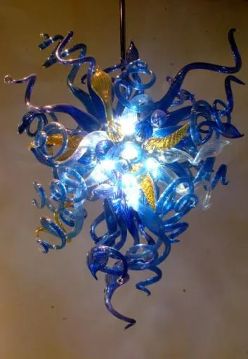 100% munblåsa CE UL Borosilikat Murano glas Dale Chihuly Art Europe Hängande ljuskrona Konstglaslampa