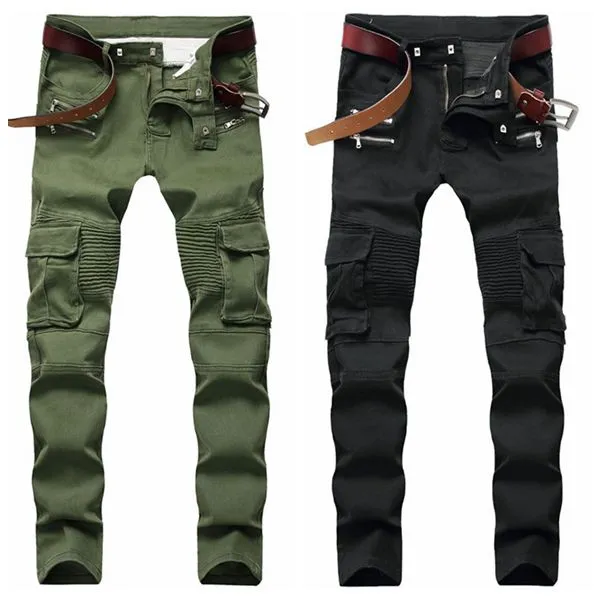 Pantalones vaqueros desgastados rasgados para hombre, vaqueros de moda para hombre, pantalones vaqueros ajustados para motocicleta, motociclista, pantalones vaqueros informales para hombre, pantalones vaqueros de Hip Hop para hombre 266g