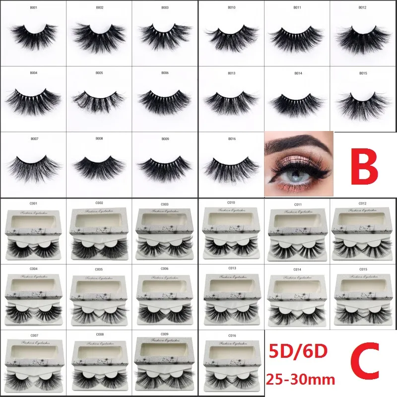 5D 6D 25-30mm Permanent Thick Fluffy Handmade Soft Mink Eyelash Extension Volume Natural Individual Natural Women Eye Lashes