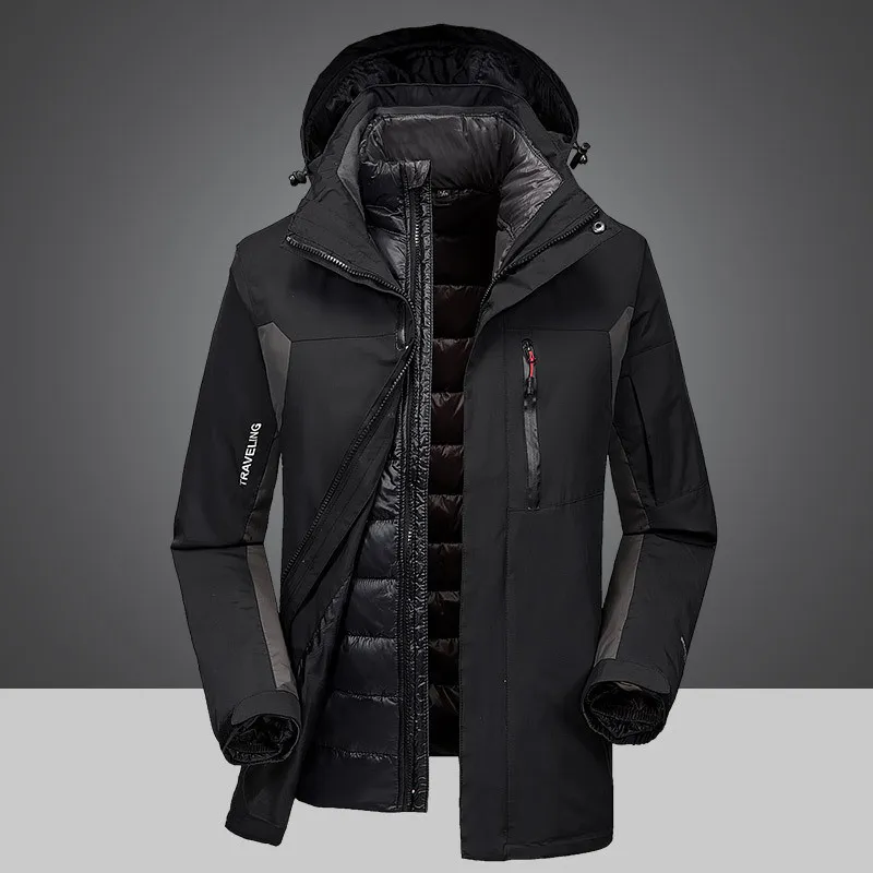 Extérieur hommes nouvel an hiver veste deux pièces vers le bas vessie imperméable chaud montagne manteau coupe-vent coupe-vent vers le bas vessie