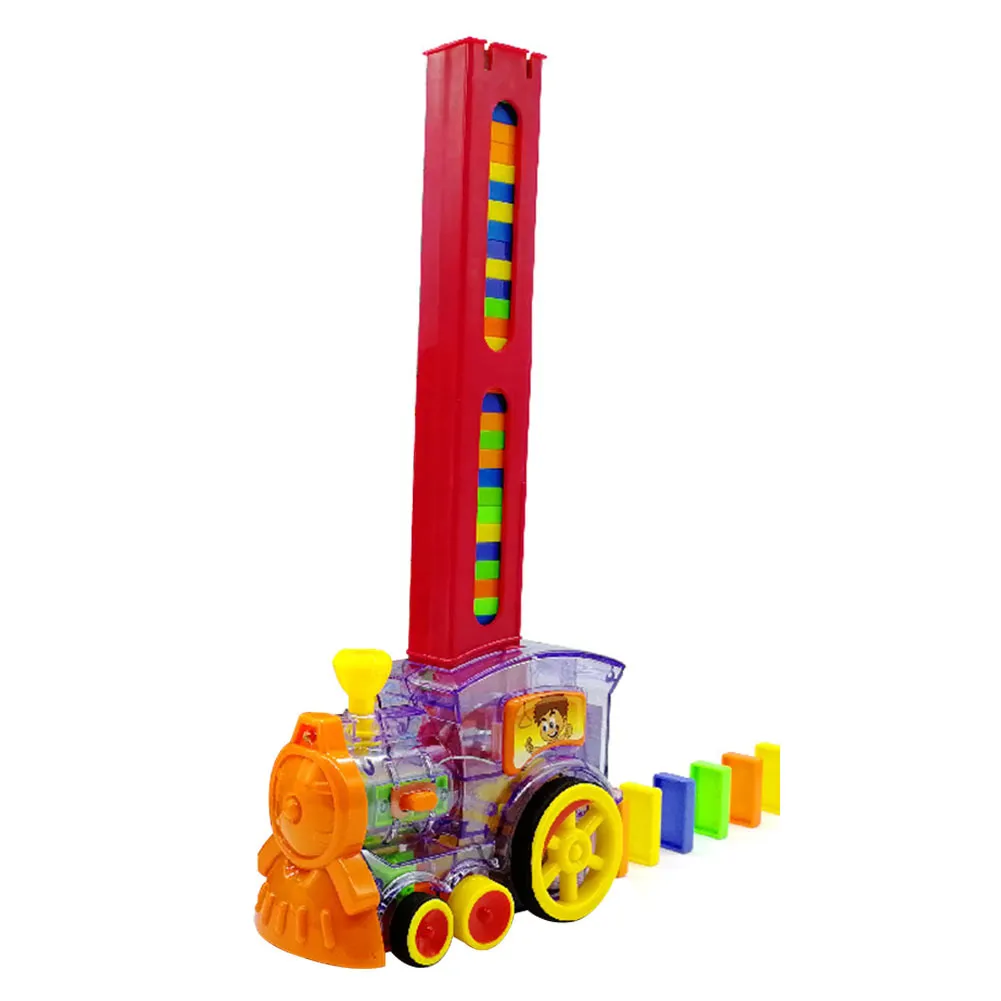 Kız Erkek Çocuklar Domino Set ABS Hediye Döşeme Renkli Elektronik Eğitim Ses Işık Ralli Blokları Oyuncak Tren Model Brick T200413