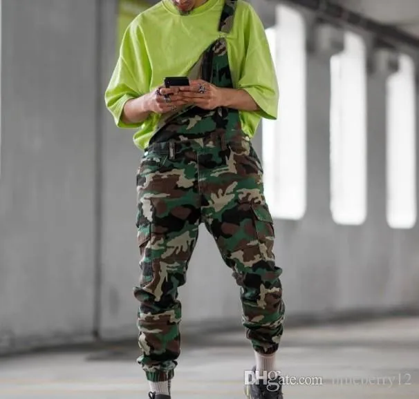 Menslastbyxor Casual Street Wear Style Camouflage Strap Long Pants Overalls Male Casual Pants Asian S-3XL2874