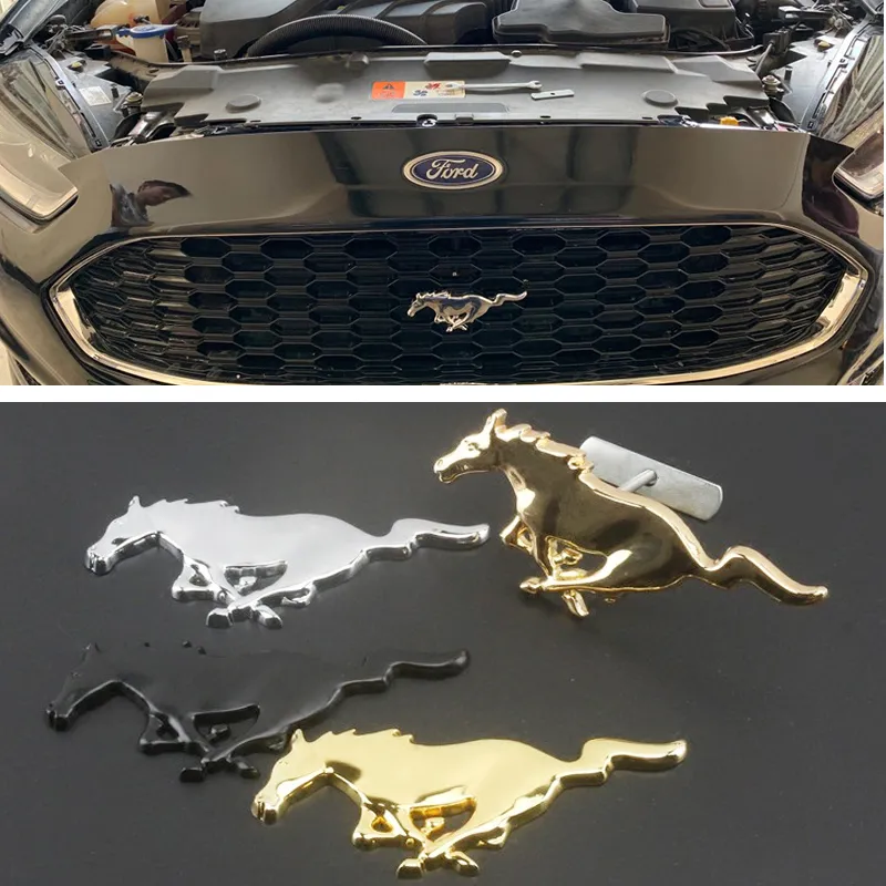 Mustang Shelby GT 3D Metal Chrome Silver Running Horse Front Head engine  Hood Grill Emblem Badge