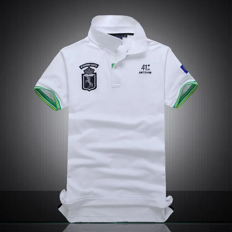 Yeni moda erkek marka polo tişört nakış indirim Polo Shirt% 100 Pamuk Kısa Kollu erkekler Polos Spor SİYAH İZLE POLO