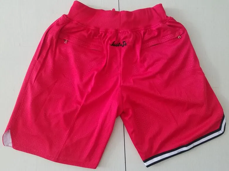 Neue Team 96-97 Vintage Baseketball Shorts Reißverschlusstasche Laufkleidung Rote Farbe Just Done Größe S-XXL