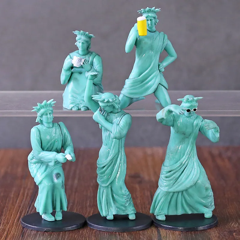 A Estátua da Liberdade Mini engraçado figuras colecionáveis ​​Figuines Brinquedos 5pcs / set