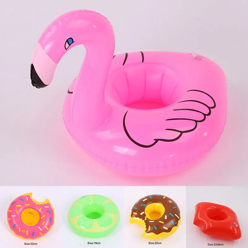 Надувные фламинго -напитки чашка держатель кубка флаламинго пончики для губ для губ арбузы