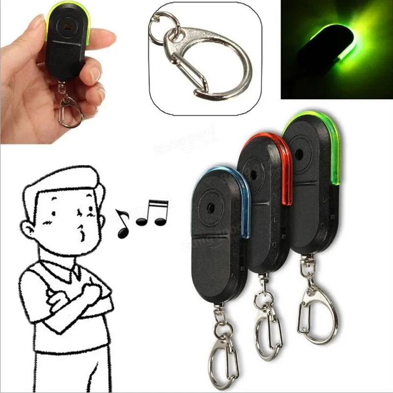 LED Key Finder Locator Finden Sie Verlorene Schlüssel Kette Whistle Sound Control Schlüssel Halter Ringe Frauen Männer Schlüsselbund Schmuck Geschenke Dropship