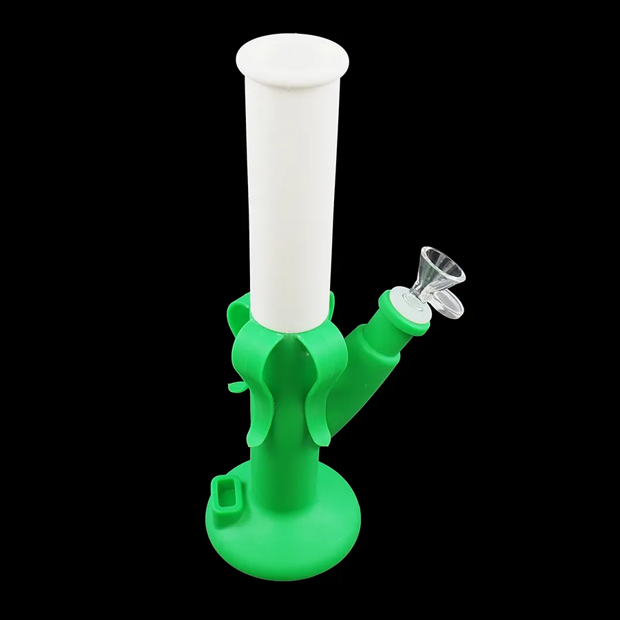 Straight banana water pipe silicone bongs dab rigs smoking hookah bong rubber pipes with free glass bowl