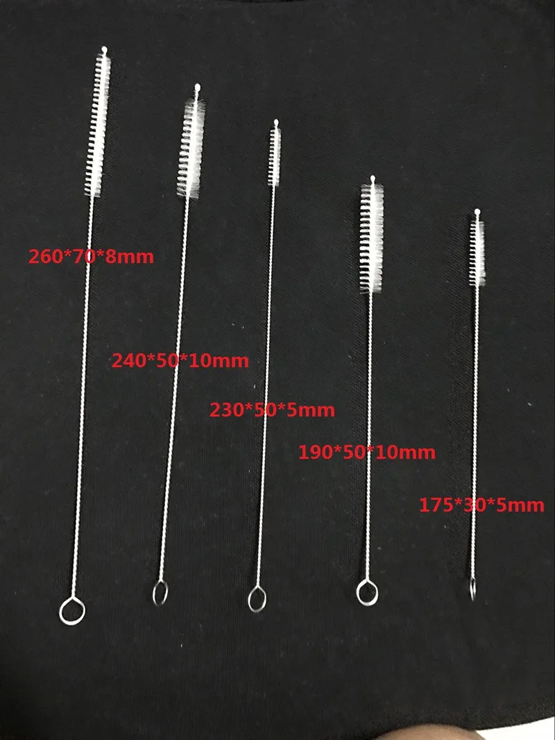 1000倍8インチの直径6 mm 9 mm 12 mmの再利用可能なステンレス鋼の飲みのわらを掃除するブラシの掃除スイピーカップガラスストローブラシ