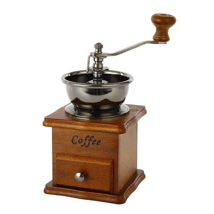 미니 레트로 커피 분쇄기 매뉴얼 빈티지 나무 커피 콩 밀 분쇄기 주방 연마 도구 향수 카페 바 수제 커피 공장