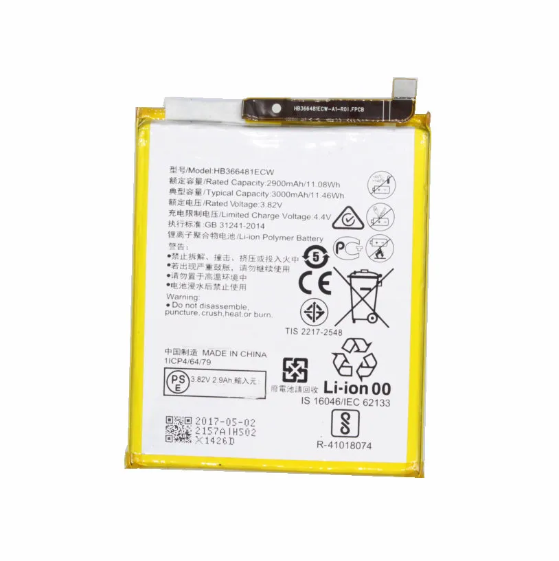 1x 3000mAh HB366481ECW Bateria Para Huawei P10 Lite / P20 Lite P inteligente 5.6 para Nova Lite G10 WAS-TL10 WAS-AL00 WAS-LX1 WAS-LX1A ERA-LX