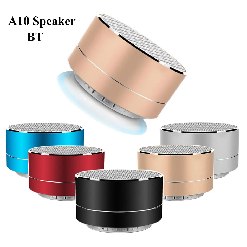 A10 Mini Wireless Bluetooth Speaker with LED TF Card USB FM Wireless Portable Subwoofer Loudspeakers for Phone PC MP3 in Box