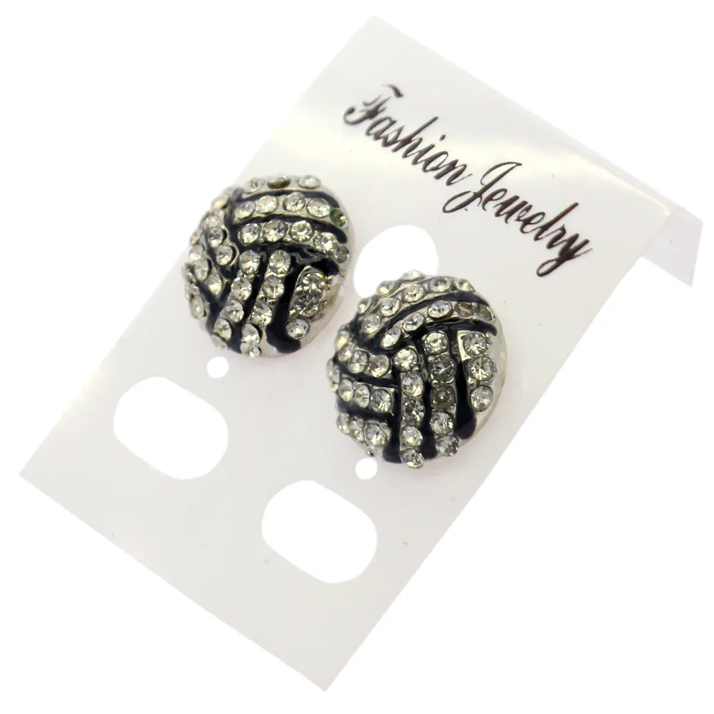 2018 New Arrival Harajuku Crystal Ball Games Rugby Football Stud Earrings For Women