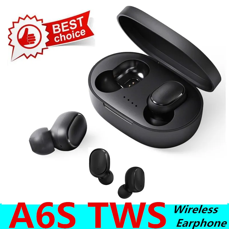 A6S TWS Auricolare Bluetooth 5.0 Cuffie Auricolari wireless Cancellazione del rumore con microfono Mini auricolare in-ear