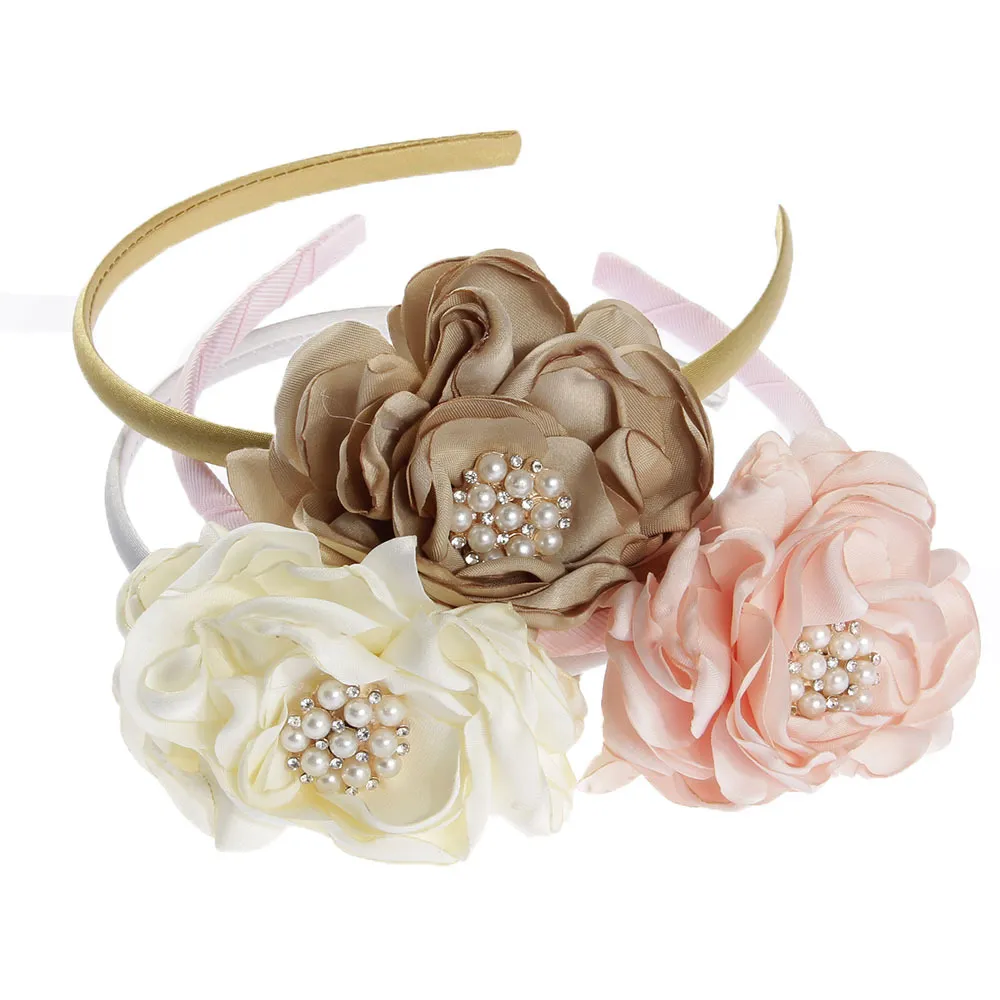 Kids Princess hair sticks Sweet boutique stereo pearl flowers Girls headbands children Floral birthday party hair accessories Y1525